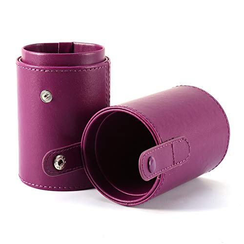 Xinapy Portaescobillas de Maquillaje de Viaje Estuche de Cuero de PU Vacío Bolsa Taza Portátil Portaplumas Redondo de Viaje Estuche de Almacenamiento de Cosméticos