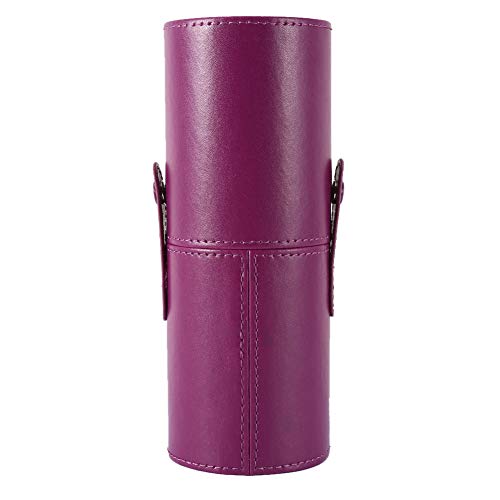 Xinapy Portaescobillas de Maquillaje de Viaje Estuche de Cuero de PU Vacío Bolsa Taza Portátil Portaplumas Redondo de Viaje Estuche de Almacenamiento de Cosméticos