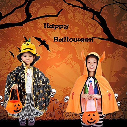 Xinmeng 2 Piezas Bolsa de Dulces de Calabaza de Halloween, Bolsas de Trucos O Golosinas Bolsa de eRgalo con Asas para Fiestas, Bolsillo Organizador para Halloween Fiesta Decoración