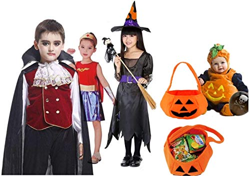 Xinmeng 2 Piezas Bolsa de Dulces de Calabaza de Halloween, Bolsas de Trucos O Golosinas Bolsa de eRgalo con Asas para Fiestas, Bolsillo Organizador para Halloween Fiesta Decoración