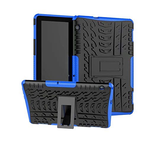 XITODA Funda Huawei MediaPad T5 10, Hybrid Rugged Armor Duro PC + TPU Silicone Back Case Cover Carcasa para Huawei MediaPad T5 10 2018 Tablet Funda con Kickstand - Azul Oscuro