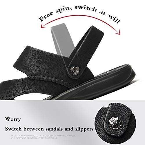 XLD Zapatos de los Hombres Ocasionales de la Playa, Deportivo Sandalia, Sandalias al Aire Libre, Sandalias de Cuero, Cambiar Entre Zapatillas y Sandalias, Apto for/Playa/Piscina Cubierta (Size : 43)