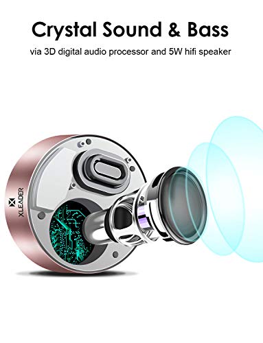 XLEADER SoundAngel (2 Gen) Altavoz Bluetooth Táctil de 5W con Estuche Impermeable IPX7, 15H música, Sonido de Cristal, Mini Altavoces Portátil Bluetooth Premium para iPhone iPad Regalo Ducha, oro rosa