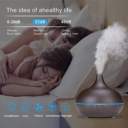 Xnuoyo 550ml Difusor de Aceite Esencial de Aromaterapia, Humidificador Ultrasónico con Control Remoto y Luces LED de 7 Colores, Difusor de Aceite Esencial de Aroma