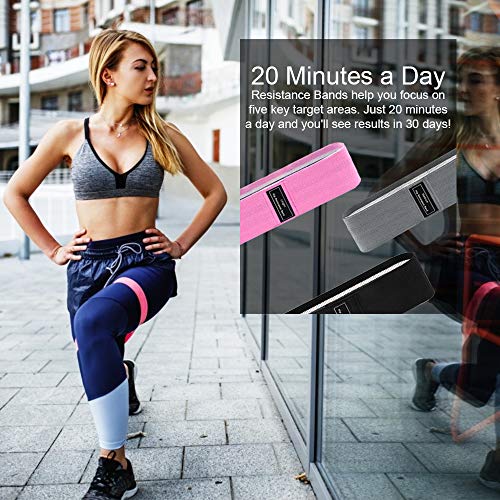 Xnuoyo Bandas de Resistencia Elasticas Fitness, Bandas de Ejercicio de Tela Premium con Diseño Antideslizante, 3 Niveles Diferentes Bandas de para piernas y glúteos(Rosa + Negro + Gris)