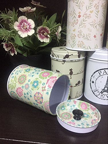xshelley Retro doble para hogar cocina almacenamiento contenedores colorido latas redondas latas de té conjunto de 6