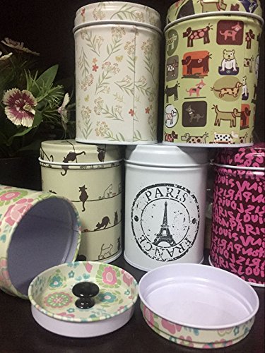 xshelley Retro doble para hogar cocina almacenamiento contenedores colorido latas redondas latas de té conjunto de 6