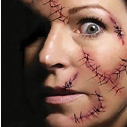 XT-direct Halloween Zombie Cicatrices Tatuajes Pegatinas, Extraíble Impermeable Tatuaje Temporal Especial Disfraces de Halloween Halloween Maquillaje Pegatinas 10 unids