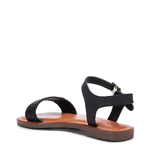 XTI - Sandalia Plana para Mujer con Cierre de Hebilla - Color Negro - Talla 40