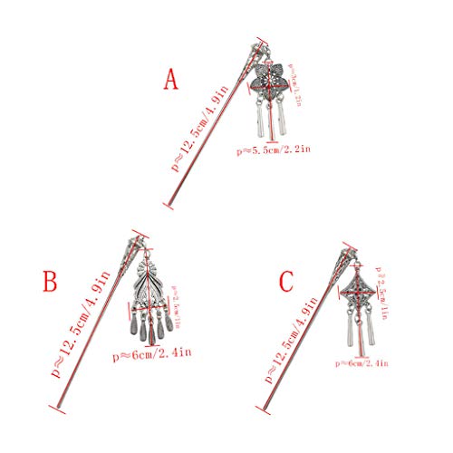 Xuniu Retro Horquilla Chino del Pelo del palillo de la Vendimia Borla Floral Headwear Antiguo B #