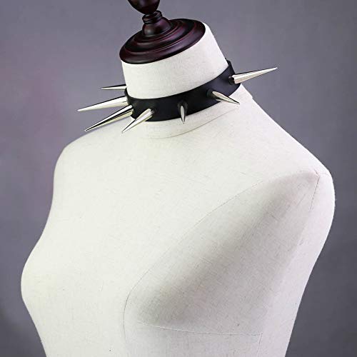 XXLYY Damas Collar de Gargantilla, Collar de Cuero Collar de Cadena Larga Cadena Ajustable con Pernos, Correa de Cuero Punk Rock gótico,Rosado