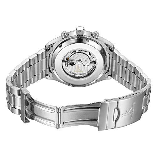 Xyamzhnn Reloj de vestir de los hombres, for hombre reloj de pulsera, relojes de plata for hombre, for hombre del reloj grande, clavado escala y multi-funcionales Trine diales y Mes, Gabardina Deporte