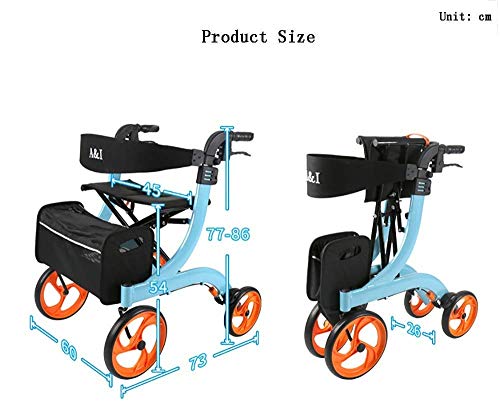 Xyfw Plegable De 4 Ruedas De Aluminio Ligero, Triple Portador Plegable con Frenos Bloqueables Y Bolsa De Transporte, Altura Ajustable, Uso para Personas Mayores