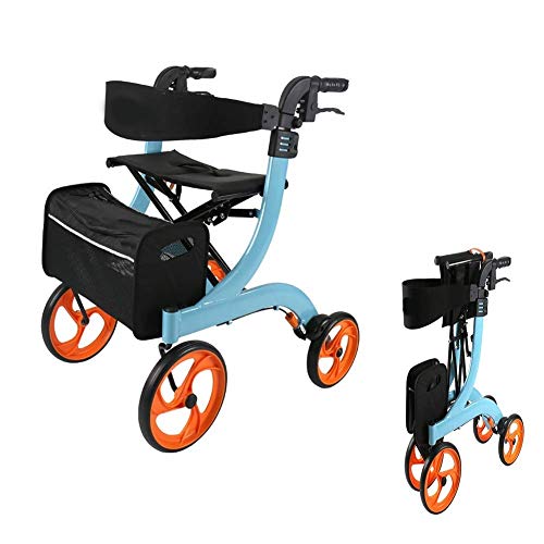 Xyfw Plegable De 4 Ruedas De Aluminio Ligero, Triple Portador Plegable con Frenos Bloqueables Y Bolsa De Transporte, Altura Ajustable, Uso para Personas Mayores