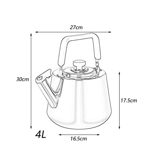 XYSQWZ Tetera De Té 4-5l Tetera De Silbato De Acero Inoxidable Plateado con Pico A Presión para Adaptarse A La Mayoría De Las Estufas (tamaño: 5l) Hervidores Eléctricos