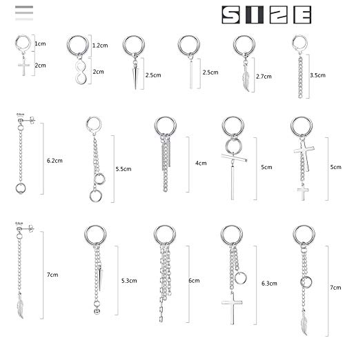 YADOCA 16Piezas KPOP Bangtan Boy álbum Jimin Cadena Pendientes para Mujeres Hombres Adolescentes Círculo de Plata Círculo Cruz Pluma Colgante Pendientes de lóbulo Drop aretes Coreano Moda joyería