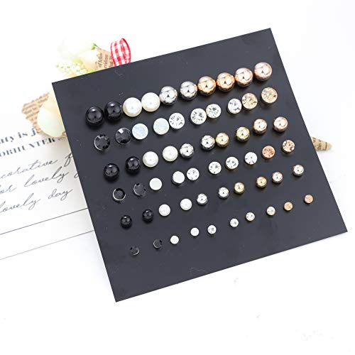YADOCA 30 Pares Surtidos de Aretes Múltiples Para Mujeres Adolescentes Chicas Perla Bola de Cristal Piercing Declaración Bar Studs Pendiente Conjunto