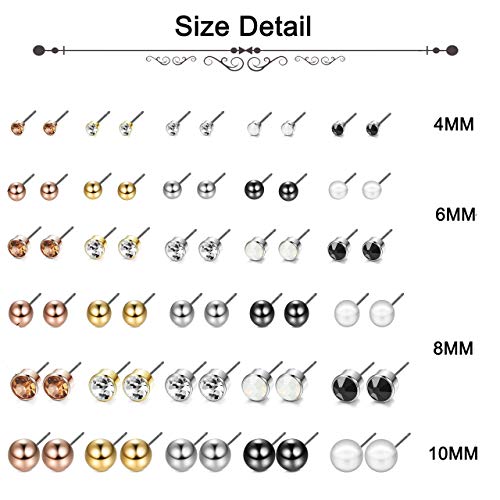 YADOCA 30 Pares Surtidos de Aretes Múltiples Para Mujeres Adolescentes Chicas Perla Bola de Cristal Piercing Declaración Bar Studs Pendiente Conjunto