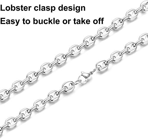 YADOCA Collar Pulsera Set Acero Inoxidable Grano de Café Rigido Largos para Hombre Mujer Moda Sencillos Hipster Cadena Collar 56 cm Pulsera 21 cm