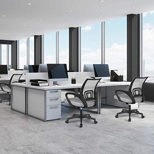 Yaheetech Silla de Oficina Silla de Malla Altura Ajustable para Trabajo Silla Escritorio Ergonómica Giratoria Gris