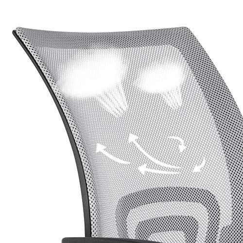 Yaheetech Silla de Oficina Silla de Malla Altura Ajustable para Trabajo Silla Escritorio Ergonómica Giratoria Gris