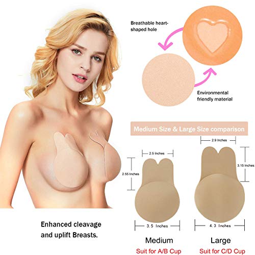 Yakin shop Sujetador Autoadhesivo Push Up Silicone Invisible Strapless Nipple Covers Levantamiento de Senos Cinta para Mujeres (L for C D Cup)