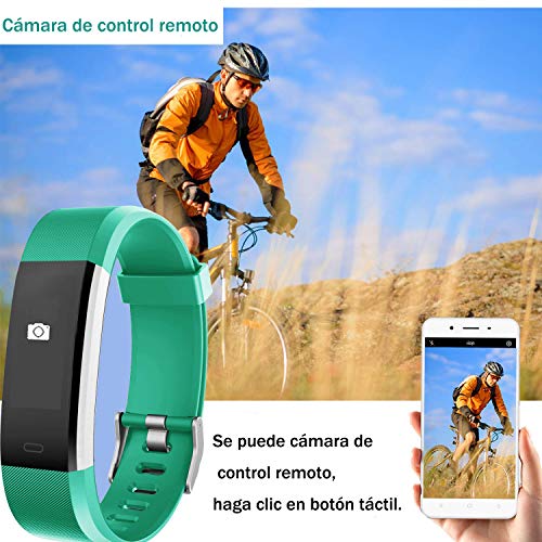 YAMAY Pulsera Actividad con Pulsómetro Mujer Hombre, Monitor de Actividad Deportiva, Ritmo Cardíaco, Impermeable IP67, Reloj Fitness, smartwatch con Podómetro, Color Verde