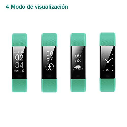 YAMAY Pulsera Actividad con Pulsómetro Mujer Hombre, Monitor de Actividad Deportiva, Ritmo Cardíaco, Impermeable IP67, Reloj Fitness, smartwatch con Podómetro, Color Verde