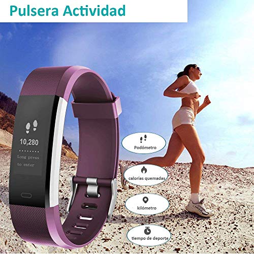 YAMAY Pulsera Actividad con Pulsómetro Mujer Hombre, Monitor de Actividad Deportiva, Ritmo Cardíaco, Impermeable IP67, Reloj Fitness, smartwatch con Podómetro, Color Verde