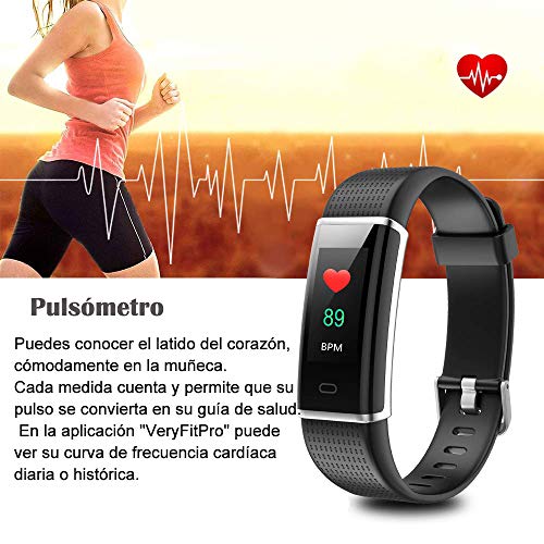 YAMAY Pulsera de Actividad Inteligente con Pulsómetro, Impermeable IP68 Smartwatch con 14 Moda Deportiva, Podómetro Pulsera Inteligente para Mujer Hombre Reloj Inteligente Android y iOS Teléfono