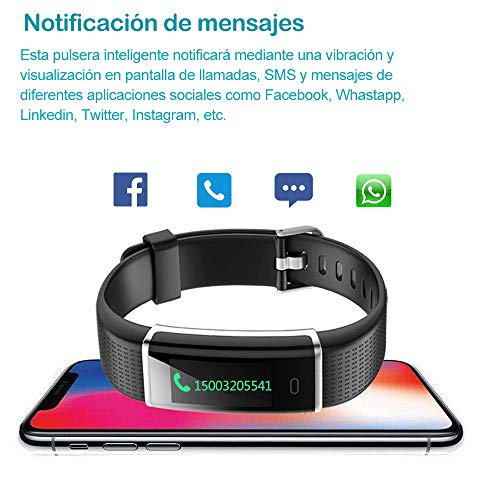 YAMAY Pulsera de Actividad Inteligente con Pulsómetro, Impermeable IP68 Smartwatch con 14 Moda Deportiva, Podómetro Pulsera Inteligente para Mujer Hombre Reloj Inteligente Android y iOS Teléfono