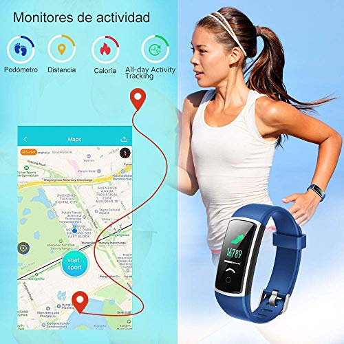 YAMAY Pulsera de Actividad Inteligente Impermeable IP68 con 14 Modos de Deporte,Pulsera Inteligente con Pulsómetro, Blood Pressure, Sueño,Podómetro,Pulsera Deporte para Android y iOS Teléfono móvil