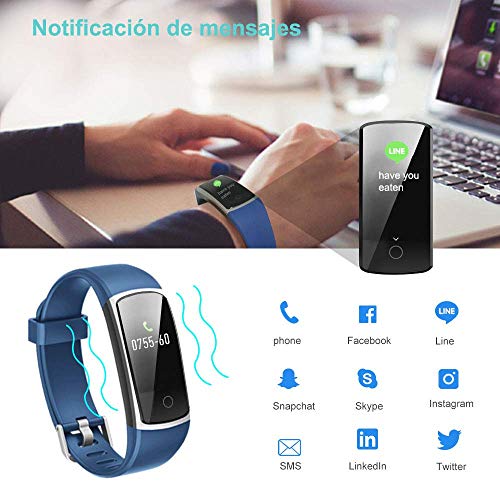 YAMAY Pulsera de Actividad Inteligente Impermeable IP68 con 14 Modos de Deporte,Pulsera Inteligente con Pulsómetro, Blood Pressure, Sueño,Podómetro,Pulsera Deporte para Android y iOS Teléfono móvil