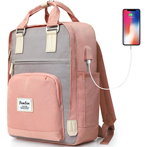 YAMTION Mochila Mujer Mochilas Escolares Niña Mochila para Portátil 15,6 Pulgadas,Mochilas para Ordenador con Puerto USB,Mochilas Señora Bolsa de Escuela