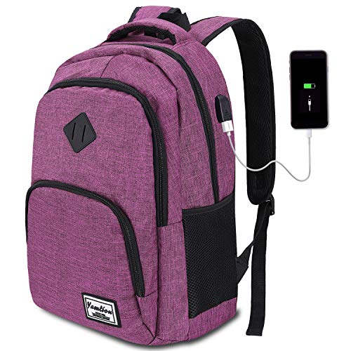 YAMTION Mochila Portatil Mochila Mujer Escolar con USB Puerto para Escolar Negocio- 35L (15.6 Pulgada, B6-púrpura1)