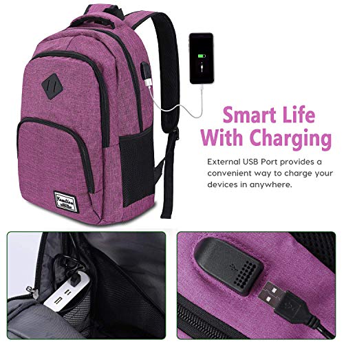 YAMTION Mochila Portatil Mochila Mujer Escolar con USB Puerto para Escolar Negocio- 35L (15.6 Pulgada, B6-púrpura1)