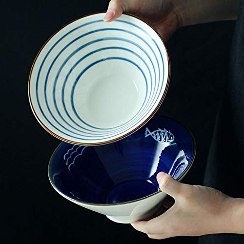 YANGJUN Ramen de Estilo japonés Cuencos, para Ensalada de Pasta Sopa Fideos Cereales, Tazón De Cerámica Microondas Apto para Lavavajillas (Color : C, Size : 20.5cm/8inch)