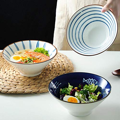 YANGJUN Ramen de Estilo japonés Cuencos, para Ensalada de Pasta Sopa Fideos Cereales, Tazón De Cerámica Microondas Apto para Lavavajillas (Color : C, Size : 20.5cm/8inch)