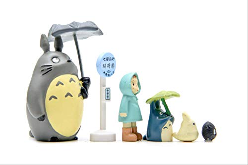 Yangzou 6 Unids Mi Vecino Totoro Juego De Paraguas Modelo PVC Figuras De Acción Juguete Mei Muñecas Gnomo Terrario Figuras Mini Decoración De Jardín