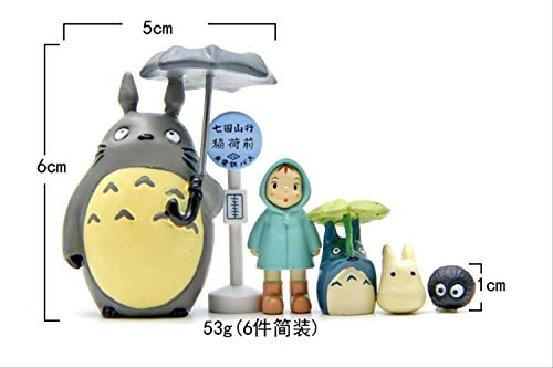Yangzou 6 Unids Mi Vecino Totoro Juego De Paraguas Modelo PVC Figuras De Acción Juguete Mei Muñecas Gnomo Terrario Figuras Mini Decoración De Jardín