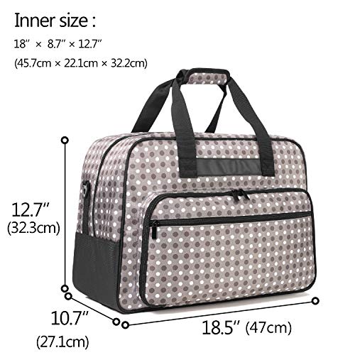 Yarwo Maletas de Transporte para Máquina de Coser Overlock, Bolsa para Máquina de Coser Adecuado para la mayoría de Las Overlock universales, con Acolchado y Fondo Antideslizante, Puntos Grises