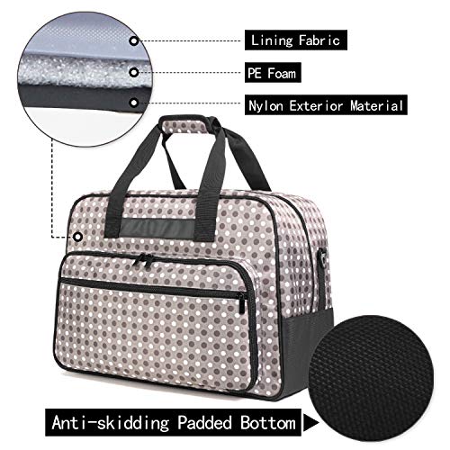 Yarwo Maletas de Transporte para Máquina de Coser Overlock, Bolsa para Máquina de Coser Adecuado para la mayoría de Las Overlock universales, con Acolchado y Fondo Antideslizante, Puntos Grises
