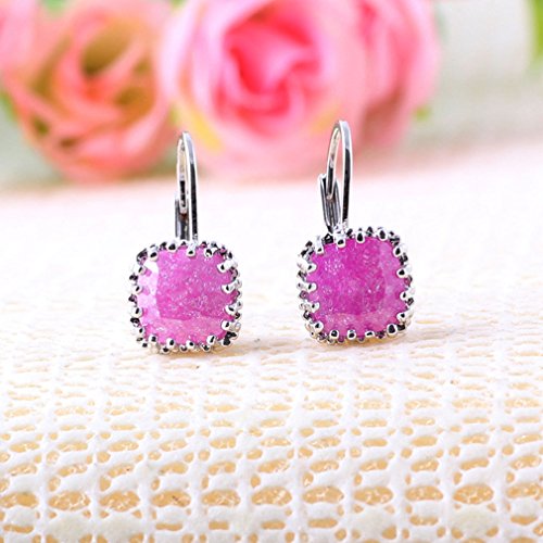 Yazilind deslumbrante plateado rodio rosado de la princesa cortada perfecto cúbico Circonita semental Pendientes garra regalo de las mujeres