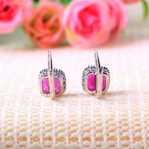 Yazilind deslumbrante plateado rodio rosado de la princesa cortada perfecto cúbico Circonita semental Pendientes garra regalo de las mujeres