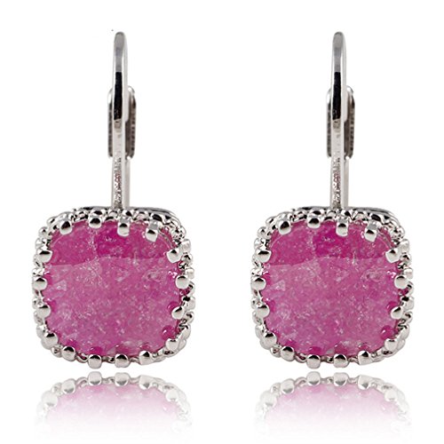 Yazilind deslumbrante plateado rodio rosado de la princesa cortada perfecto cúbico Circonita semental Pendientes garra regalo de las mujeres