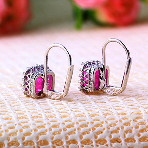 Yazilind deslumbrante plateado rodio rosado de la princesa cortada perfecto cúbico Circonita semental Pendientes garra regalo de las mujeres