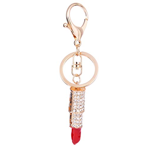 YAZILIND llavero anillo sexy pintalabios incrustaciones de diamantes de imitación de las niñas accesorios de mano colgante ornamentos colgantes (rojo)