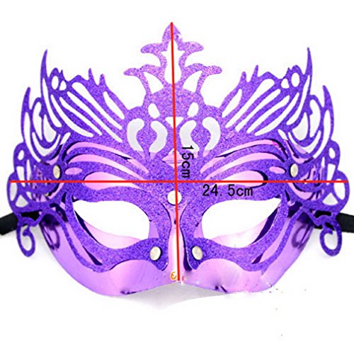 YAZILIND Mujer Accesorios de Moda máscara de la Corona Media Cara de Venecia mascarilla para Disfraces Masquerade Halloween Party (púrpura)
