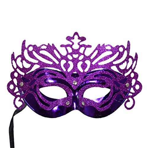 YAZILIND Mujer Accesorios de Moda máscara de la Corona Media Cara de Venecia mascarilla para Disfraces Masquerade Halloween Party (púrpura)