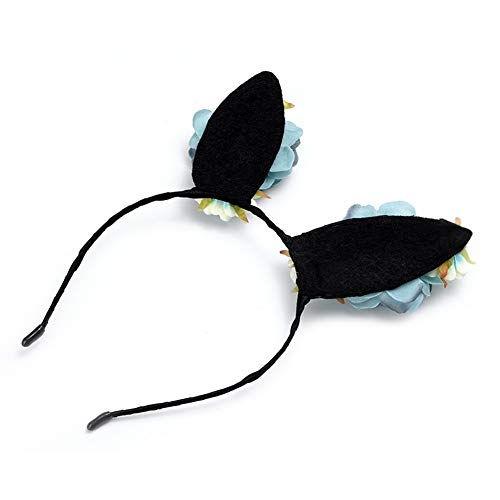 YAZILIND tejido artificial gran peonía flor conejo orejas diadema fiesta fotografía headdress azul